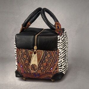One One Five Parvati Purse Handmade Leather and Cotton Square Maximalist Purse